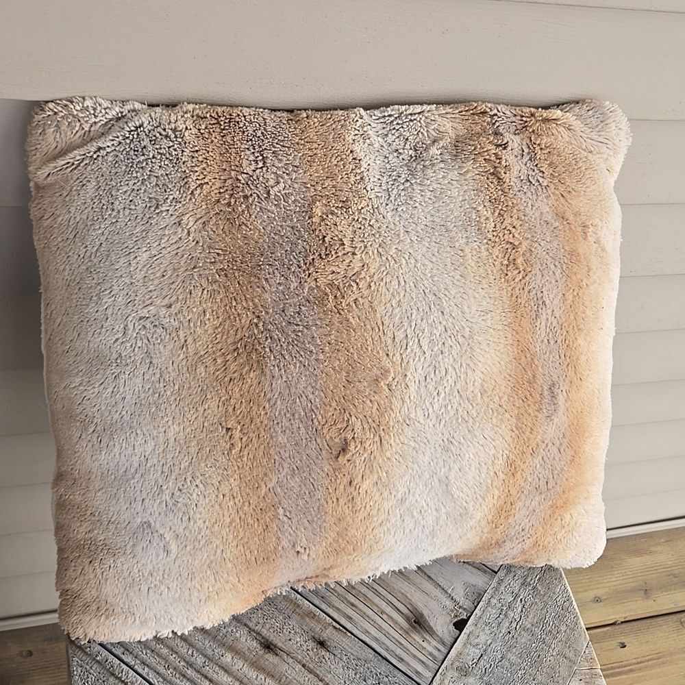 Cozy Tan and Cream Fuzzy Soft Couch Bed Comfy Y2k Pillow One Unisex Home House - Picture 3 of 13